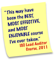 Positive Testimonial From ISO Lead Auditor Course, 2011 Positive Testimonial From ISO Lead Auditor Course, 2011